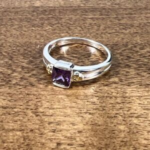 STS Sterling Silver 925 & Natural Amethyst Gemstone Ring Size 7